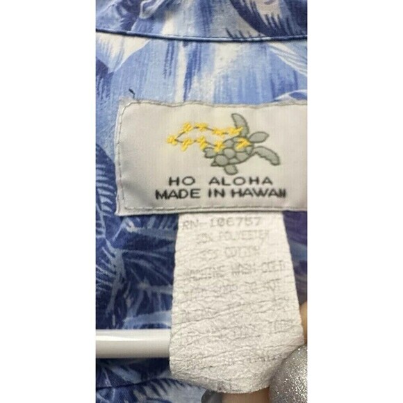 Ho Aloha Hawaiian Shirt Mens XL Blue Short Sleeve Button Up Floral - Picture 6 of 9